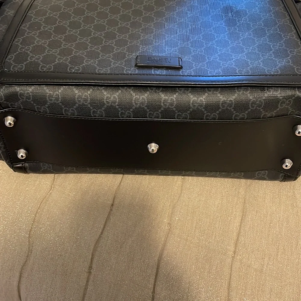 Gucci Black GG Messenger Baby Bag with Red and Navy Web Strap
